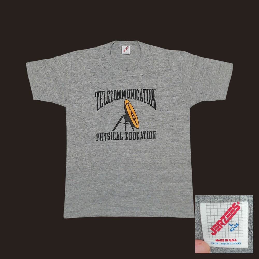 Vintage 80s Jerzees Tri-Blend Telecommunication Graphic Tee Mens Medium